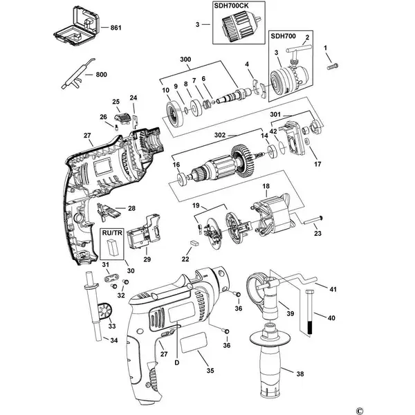 Stator Máy Khoan Dwd014-B1 Dewalt 654104-00