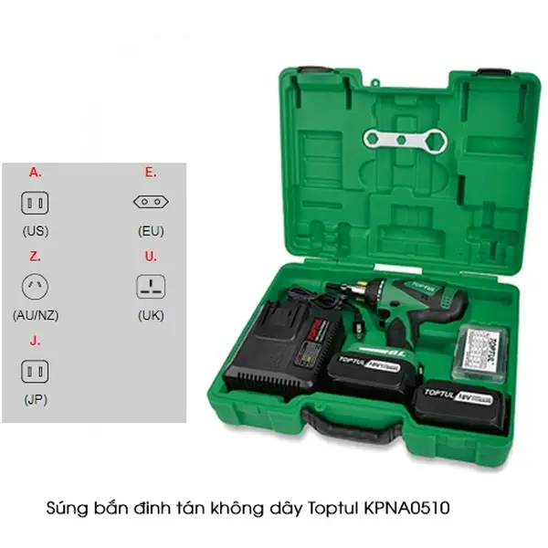 Súng bắn đinh tán không dây TOPTUL KPNA0510