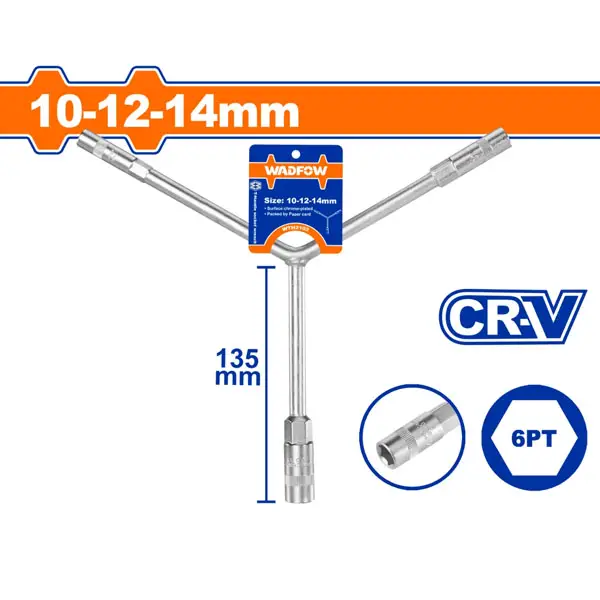 Tay vặn chữ Y đầu lục giác 10-12-14mm WadFow WTH2102