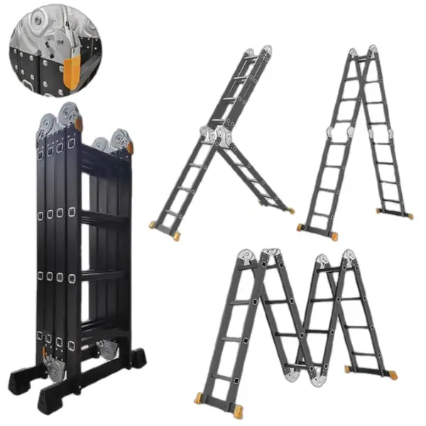 THANG NHÔM GẤP ĐA NĂNG 4 ĐOẠN SUMIKA SKM 204 NEW - MÀU ĐEN