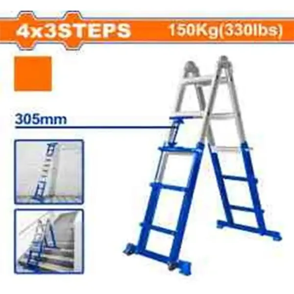 Thang xếp thép và nhôm đa ​​năng 4x3 bậc Wadfow WLD7H12