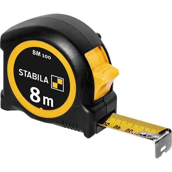 Thước cuộn STABILA 8m họ BM 100 mã 19579 thép phủ nilon
