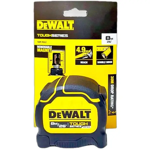 THƯỚC CUỘN THÉP 2 MẶT 8M CÓ NAM CHÂM DEWALT DWHT36926-30