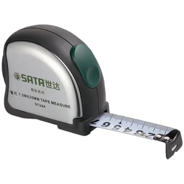 THƯỚC CUỐN THÉP SATA 7.5M - 91344, VỎ THÉP KHÔNG GỈ BỌC CAO SU