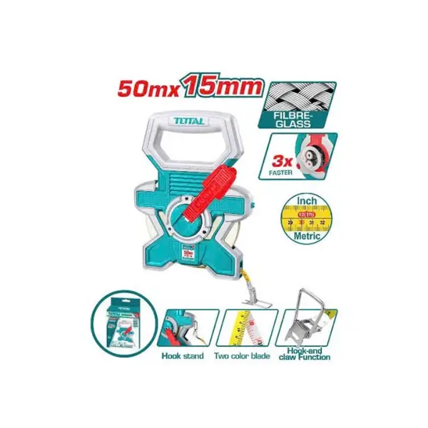 Thước dây sợi thủy tinh 50mx15mm Total TMTF18506