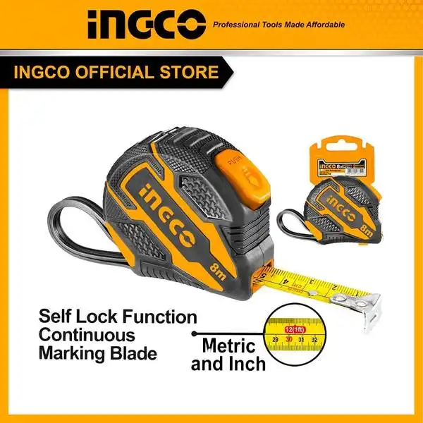 Thước Kéo Thép Nền Vàng HSMT08825 INGCO
