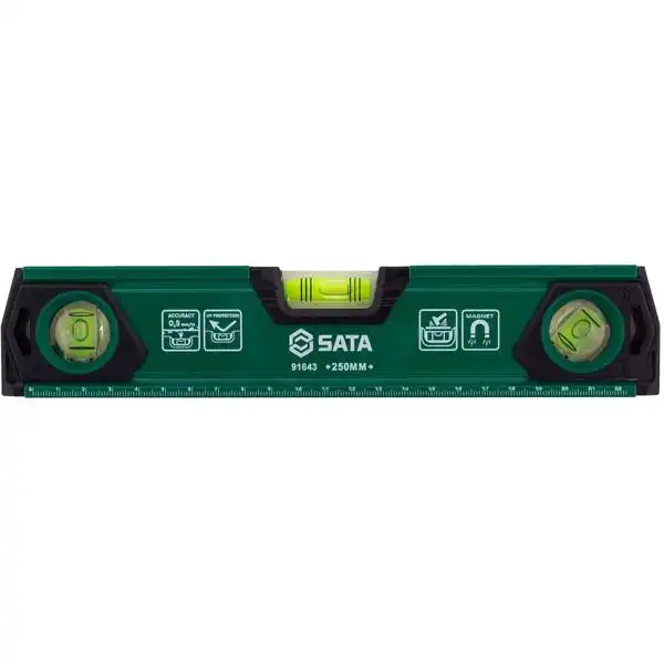 Thước thủy 10 inch SATA 91643 - MAGNETIC THREE BUBBLE LEVEL 10 inch