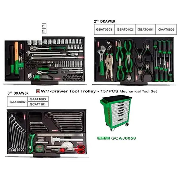 Tủ đồ nghề 7 ngăn TOPTUL 157 chi tiết - Model GCAJ0058