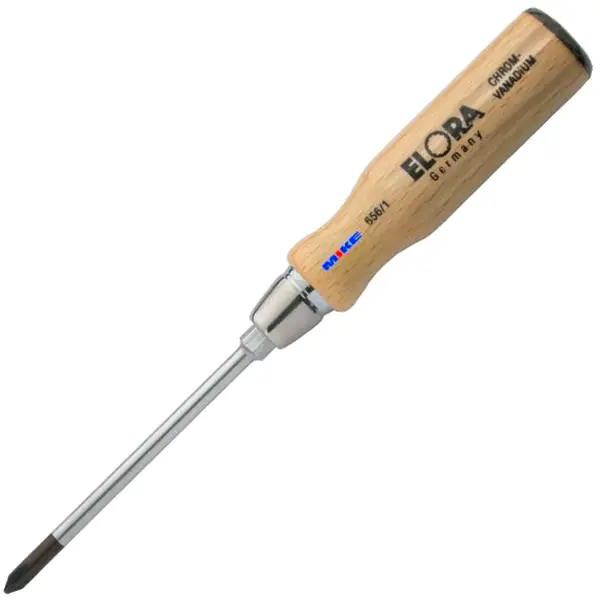Tua vít 4 cạnh ELORA 656-PH, cán gỗ, thân tròn, gốc lục lăng
