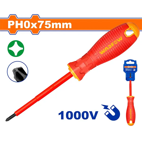 Tua vít bake cách điện PH0x75mm Wadfow WSD7203