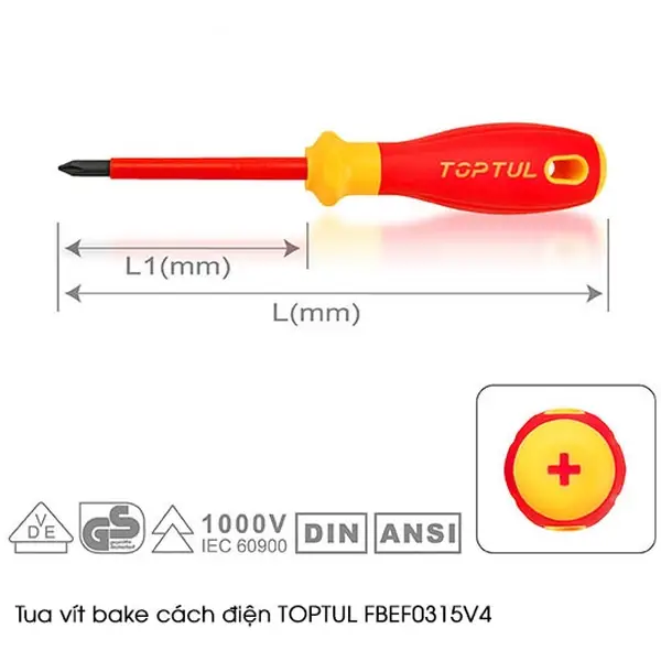 Tua vít bake cách điện TOPTUL FBEF0315V4