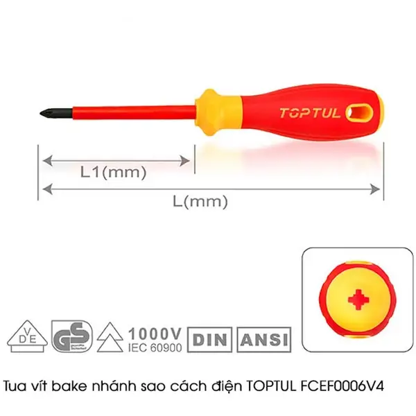 Tua vít bake nhánh sao cách điện TOPTUL FCEF0006V4