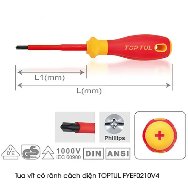 Tua vít có rãnh cách điện TOPTUL FYEF0210V4