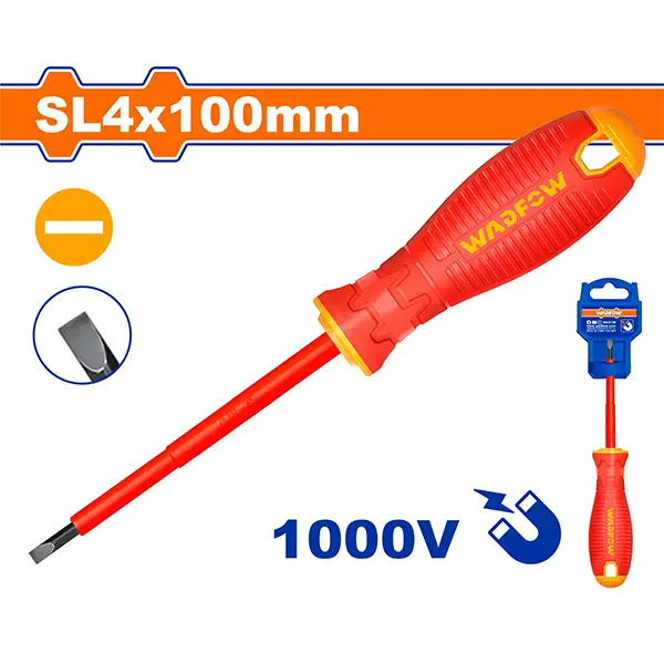 Tua vít dẹp cách điện SL4x140mm Wadfow WSD7244