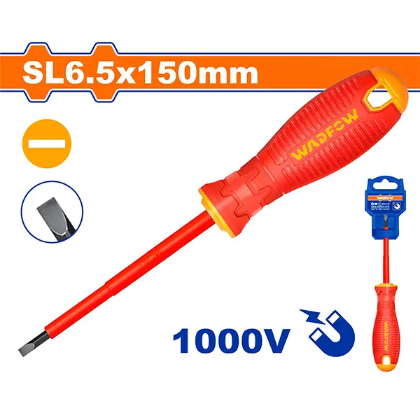 Tua vít dẹp cách điện SL6.5x150mm Wadfow WSD7266