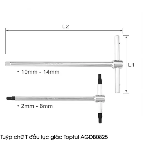 Tuýp chữ T đầu lục giác TOPTUL AGDB0825
