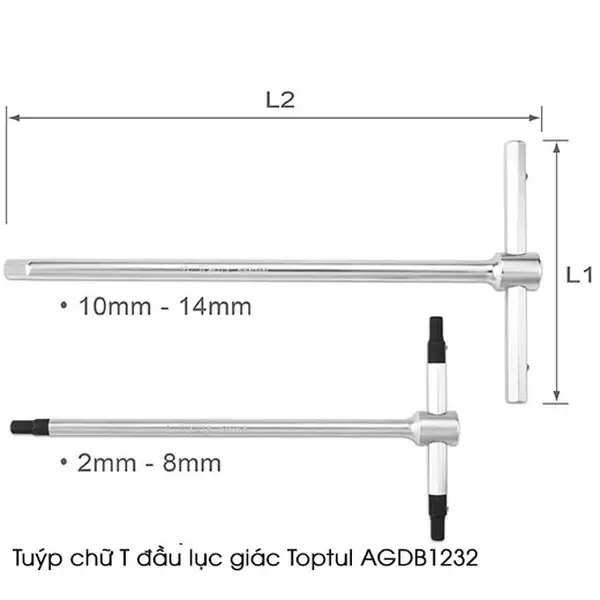 Tuýp chữ T đầu lục giác TOPTUL AGDB1232