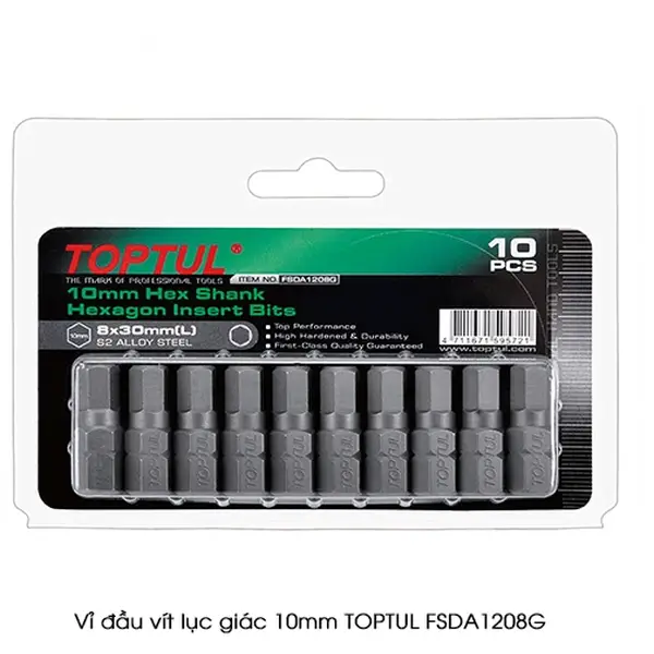 Vỉ đầu vít lục giác 10mm TOPTUL FSDA1208G