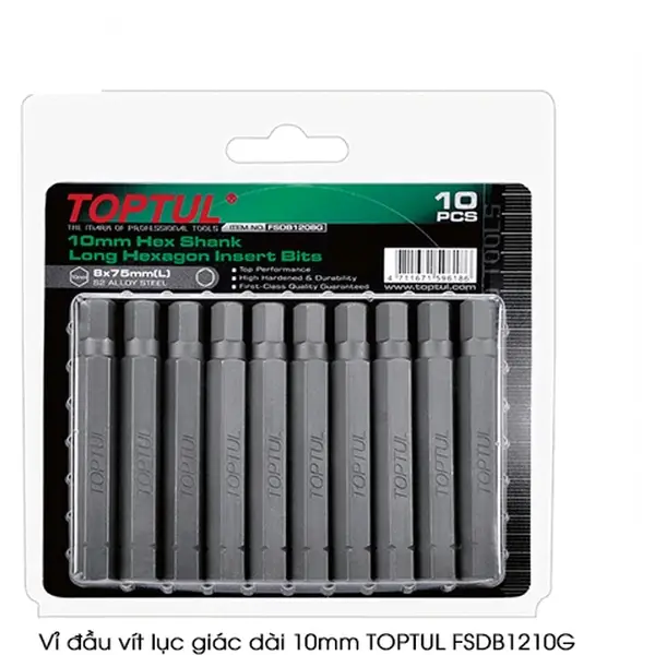 Vỉ đầu vít lục giác dài 10mm TOPTUL FSDB1210G