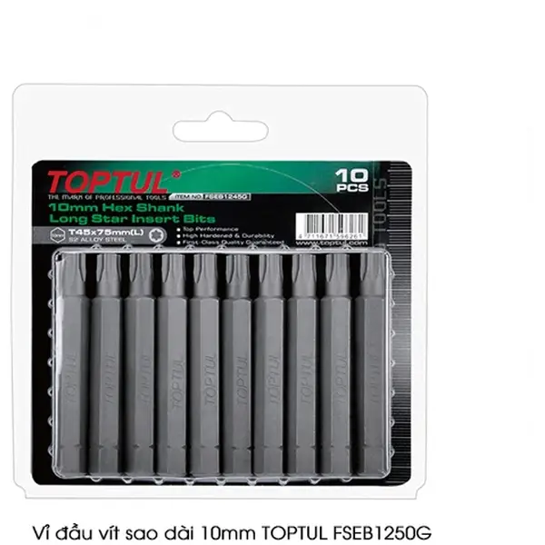 Vỉ đầu vít sao dài 10mm TOPTUL FSEB1250G