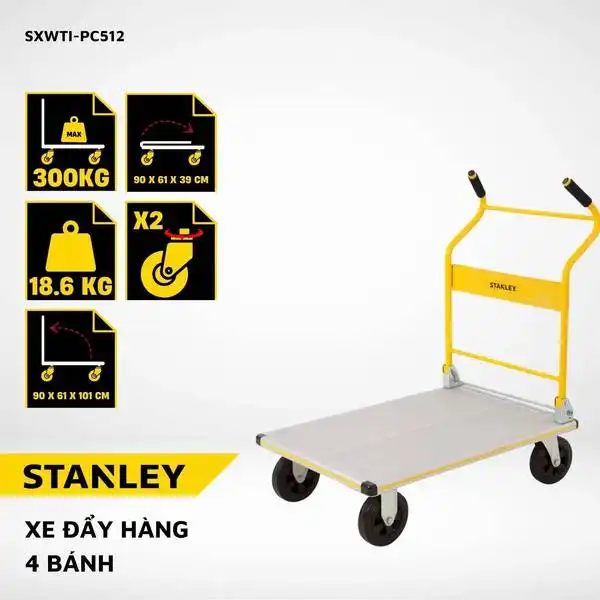 Xe đẩy hàng 4 bánh gấp gọn, hiệu Stanley-USA PC512