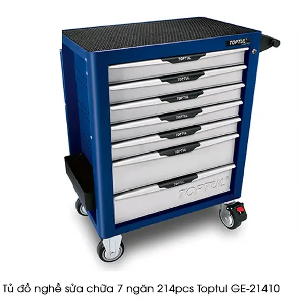 Xe đẩy thiết bị dụng cụ 214 món TOPTUL seri màu xanh dương GE-21410